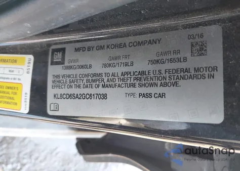 2016 Chevrolet Spark 1Lt Cvt from USA, damaged, VIN KL8CD6SA2GC617038